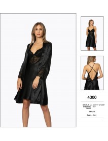Pierre Cardin Black Nighty & Robe Set 4300