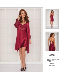 Pierre Cardin Burgundy Nighty & Robe Set 4300
