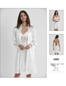  Pierre Cardin Ecru Nighty & Robe Set 4300