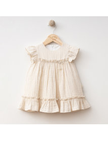Mymio Girl 6-9-12-18-24 Months Striped Muslin Dress 4352MY