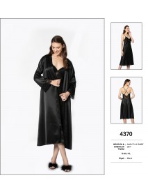 Pierre Cardin Black Nighty & Robe Set 4370