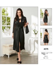  Pierre Cardin Black Nighty & Robe Set 4375