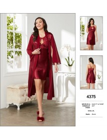 Pierre Cardin Burgundy Nighty & Robe Set 4375