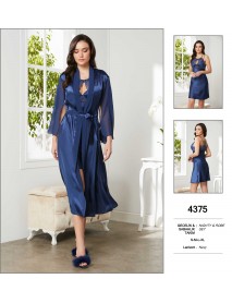 Pierre Cardin Navy Nighty & Robe Set 4375