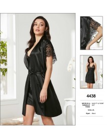 Pierre Cardin Black Nighty & Robe Set 4438