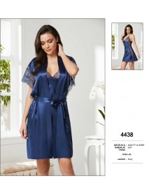 Pierre Cardin Navy Nighty & Robe Set 4438