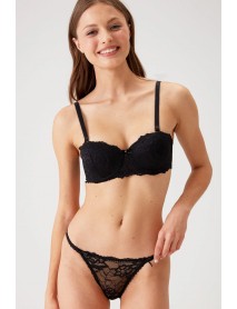 Pierre Cardin Underwire,Strapless,Unsupported Black Bra Set 4562