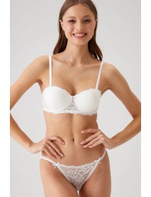 Pierre Cardin Underwire,Strapless,Unsupported Ecru Bra Set 4562