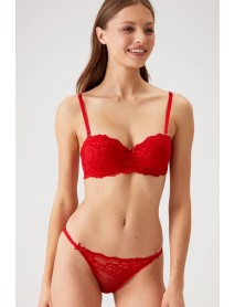 Pierre Cardin Underwire,Strapless,Unsupported Red Bra Set 4563