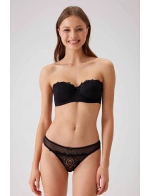 Pierre Cardin Soft Push up Strapless Black Bra Set 4741