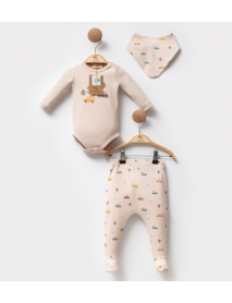 CASSIOPE BOY 2-3-6 MONTHS CAR ORGANIC 3-PIECE SET 475504