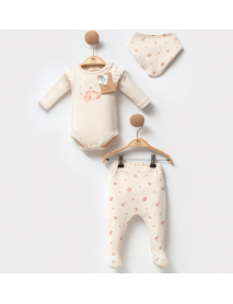 CASSIOPE GIRL 2-3-6 MONTHS FLORAL ORGANIC 3-PIECE SET 476093