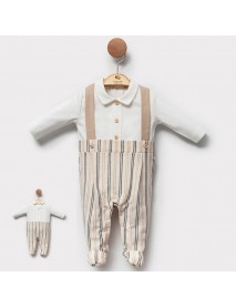 Cassiope Boy's 2-3-6 Month Striped Booties Jumpsuit 483847CS
