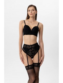 Pierre Cardin Milan Push Up Garter Bra Set 4883 Black