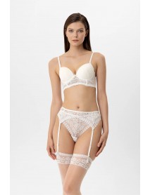 Pierre Cardin Milan Push Up Garter Bra Set 4883 Ecru