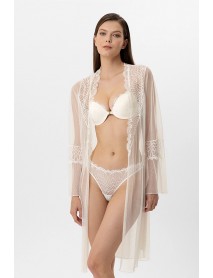 Pierre Cardin Milan Push Up Lacy Bra Set Dressing Gown Set 4887 Ecru