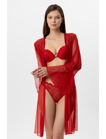 Pierre Cardin Milan Push Up Lacy Bra Set Dressing Gown Set 4887 Red