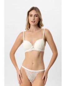 Pierre Cardin Madrid Blank Covered Back Lace Detailed Bra Panty Set 4902 Ecru