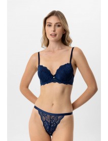   Pierre Cardin Madrid Blank Covered Back Lace Detailed Bra Panty Set 4902 Navy Blue