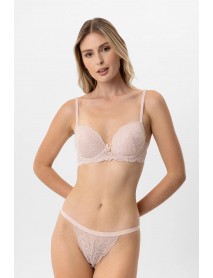 Pierre Cardin Madrid Blank Covered Back Lace Detailed Bra Panty Set 4902 Powder