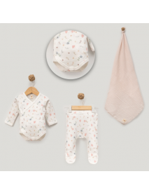 MINISSE GIRL 3-6 MONTHS FLOWER HEART BODY BLANKET SET 4941