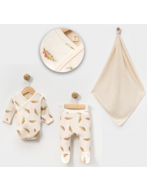 MINISSE UNISEX 0/3-3/6 MONTHS FEATHER BODY BLANKET SET 4946