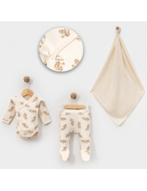 MINISSE UNISEX 3-6 MONTHS LEAF BODY BLANKET SET 4949