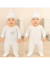 MINISSE GIRL 0/3-3/6 MONTHS FLORAL JACQUARD 2-PIECE OVERALLS 4956