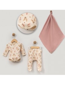 MINISSE GIRL 0/3-3/6 MONTHS LEAF BLANKET SET 4996