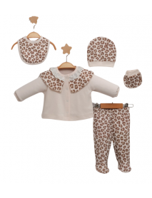 TAFYY GIRLS 0-3 MONTHS EMBROIDERED LEOPARD SET OF 5 5001