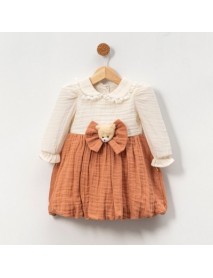 MINI CAYZEN GIRL 9-12-18-24 MONTHS TEDDY BEAR MUSLIN DRESS 5011