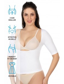 Emay 5014 Open Breast Half Sleeve Corset White