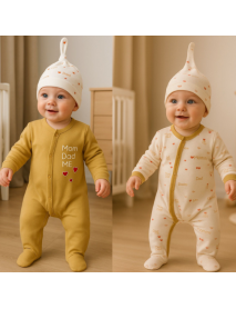 MINISSE UNISEX 0/3-3/6 MONTHS MOM DAD 2-PIECE JUMPSUIT 5016