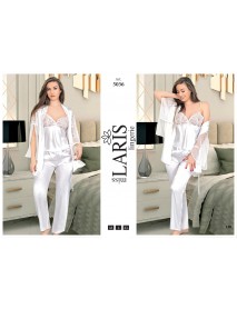 Laris Satin Pajama Set Of 3 5036