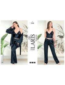 Laris Satin Pajama Set Of 3 5040