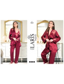 Laris Satin Pajama Set Of 3 5045