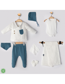 BEGISA BOY 0-3 MONTHS MUSLIN 8 PIECE SET 5048
