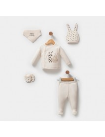 ESYA BABY GIRL 0-3 MONTHS POINTED RABBIT 5-PIECE SET 5056