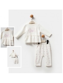 MOİ NOİ GIRLS 6-9-12-18 MONTHS ORGANIC BUTTERFLY 2-Piece SET 5283