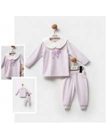 MOİ NOİ GIRLS 6-9-12-18 MONTHS ORGANIC BUTTERFLY 2-Piece SET 5284