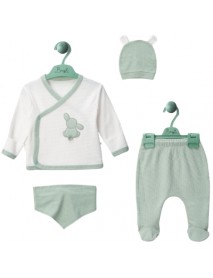 BEGI BOY 0-3 MONTHS RABBIT WAFFLE 5 PIECE SET 5475
