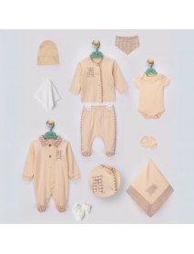 BEGI BOY 0-3 MONTHS TEDDY PLAID 10-PIECE SET 5483
