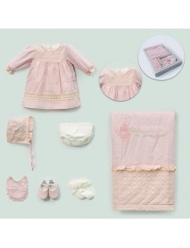 LOVEMAXX GIRL 0-3 MONTHS TULIP EMBROIDERED BOXED SET 583072