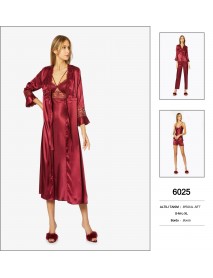 Pierre Cardin Satin 6 Pcs Burgundy Set 6025