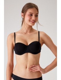  Pierre Cardin Underwire,Strapless,Transparent Strappy,Supported Bra 6026 Black