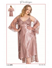 Ahu Plus Size Long Nightgown Set 6172  