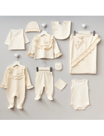 PUGI GIRL 0-3 MONTHS HEART LOVE NATURAL 10 PIECE SET 6251