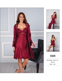 Pierre Cardin Satin 6 Pcs Burgundy Set 6325