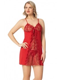 Kota Transparent Fantasy Nightgown Set Red 6338