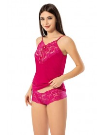 Kota Lace Fantasy Nightgown Set with Shorts Cherry 6367